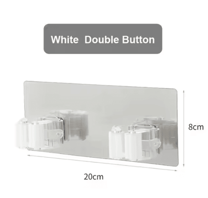 Adhesive Wall Mounted Mop Holder – Multi-Purpose Broom Organizer & Utility Hook Rack