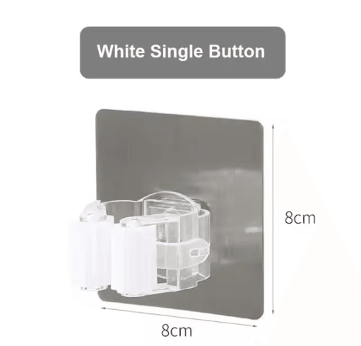 Adhesive Wall Mounted Mop Holder – Multi-Purpose Broom Organizer & Utility Hook Rack