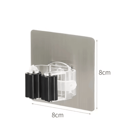 Adhesive Wall Mounted Mop Holder – Multi-Purpose Broom Organizer & Utility Hook Rack