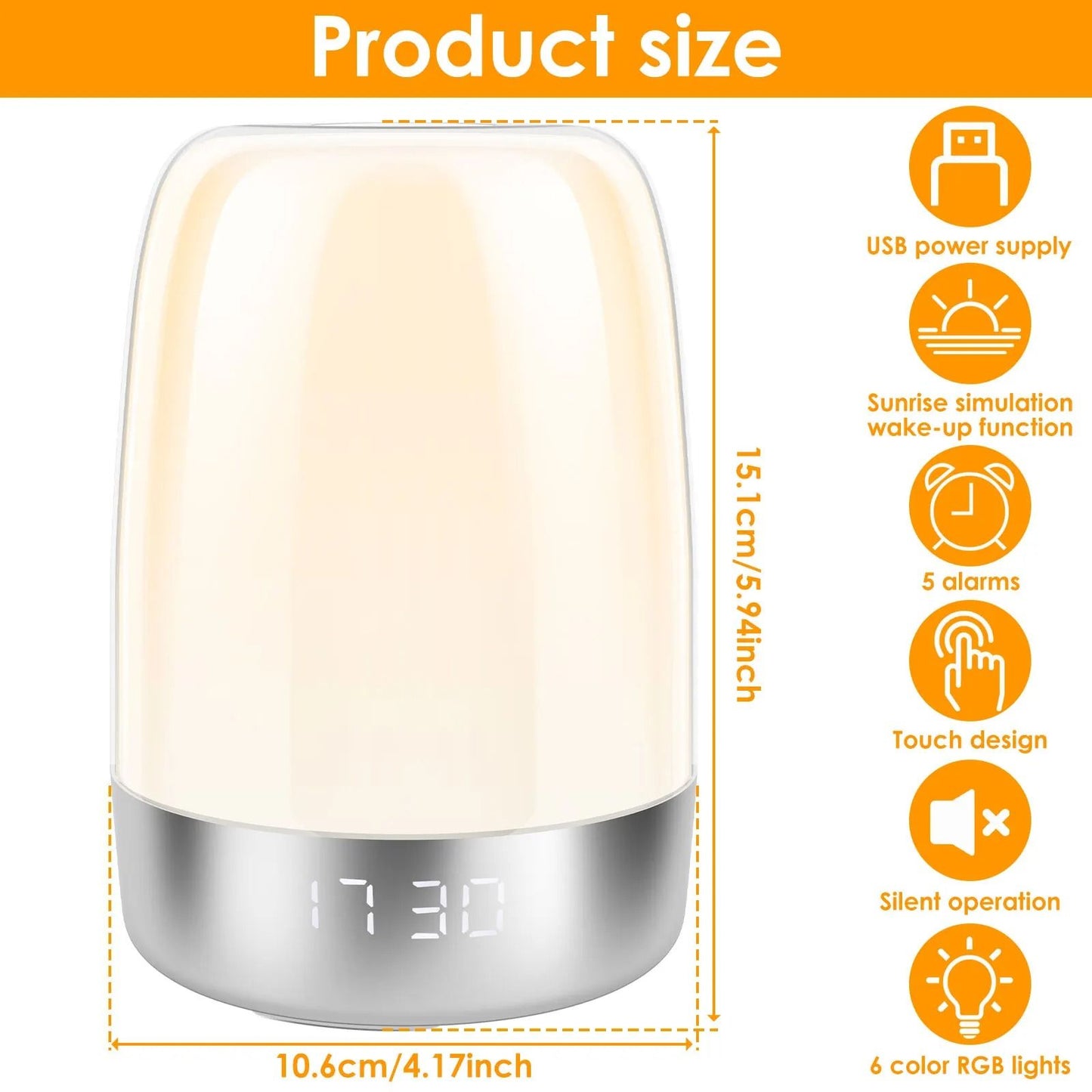 Dimmable Sunrise Alarm Clock with Wake Up Light