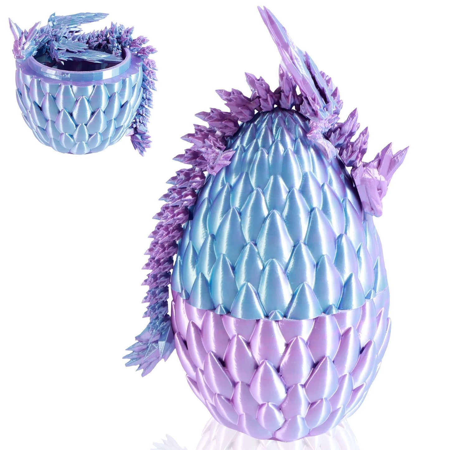 Articulated 3D Printed Dragon Toy with Dragon Egg Flexible Fantasy Collectible Display Figure