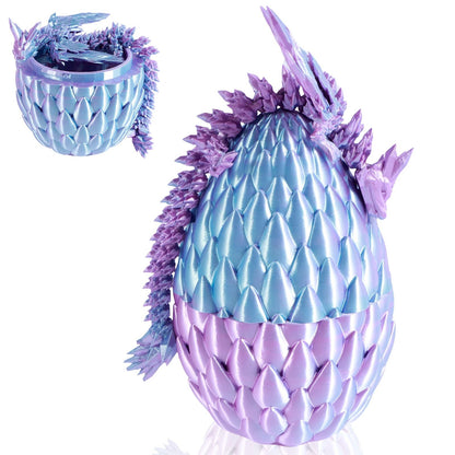 Articulated 3D Printed Dragon Toy with Dragon Egg Flexible Fantasy Collectible Display Figure