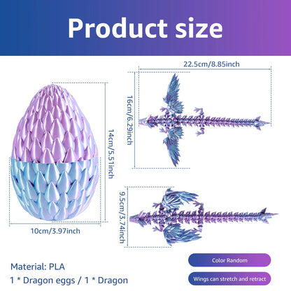 Articulated 3D Printed Dragon Toy with Dragon Egg Flexible Fantasy Collectible Display Figure