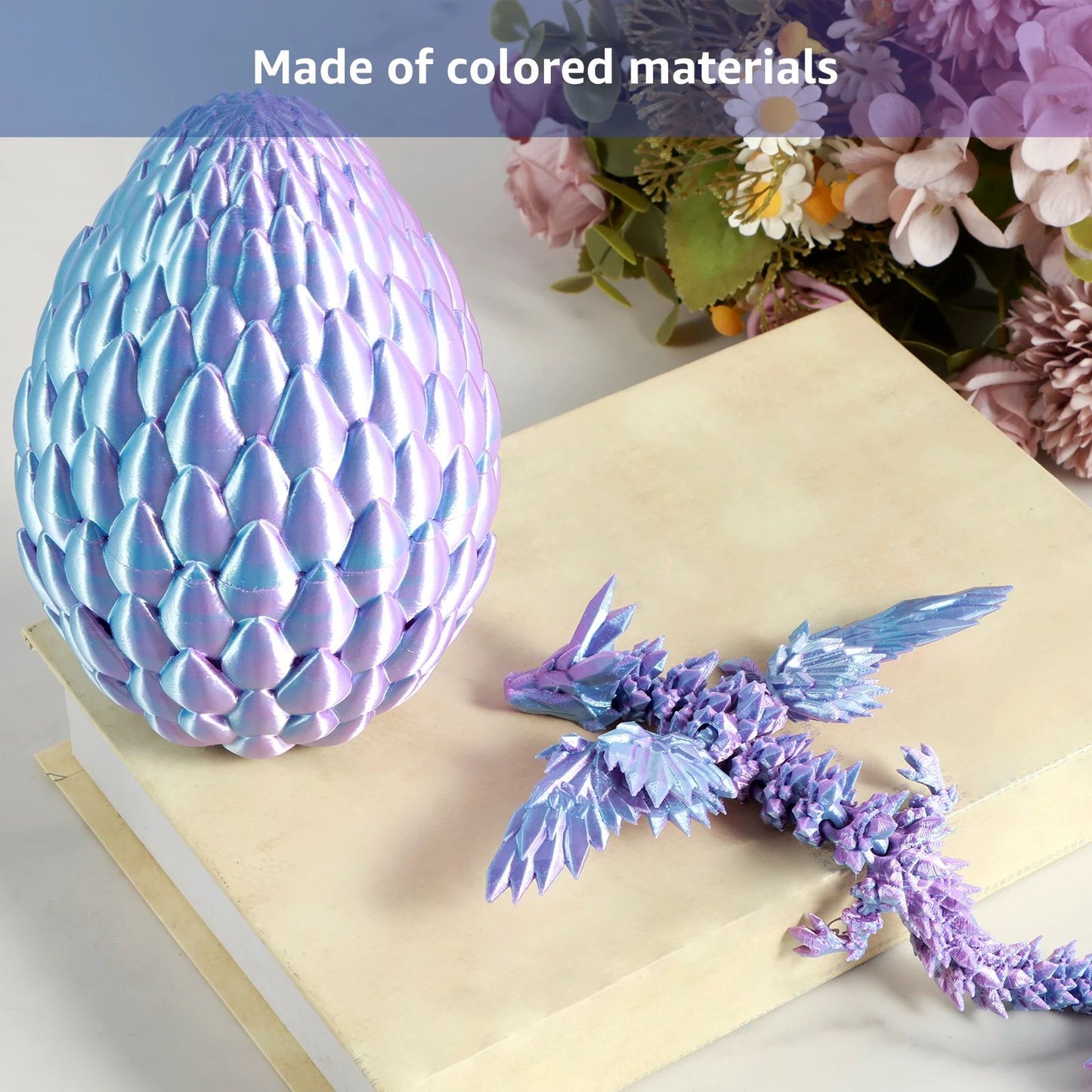 Articulated 3D Printed Dragon Toy with Dragon Egg Flexible Fantasy Collectible Display Figure
