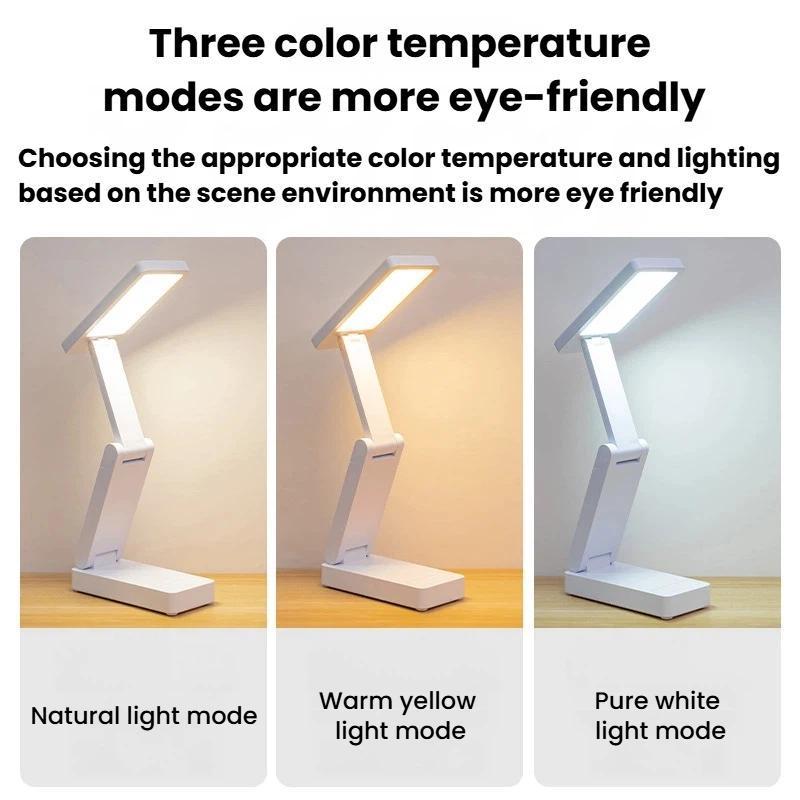 Rechargeable Desk Lamp with Touch Control Foldable LED Study Light for Eye Protection