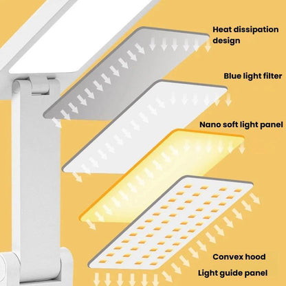 Rechargeable Desk Lamp with Touch Control Foldable LED Study Light for Eye Protection