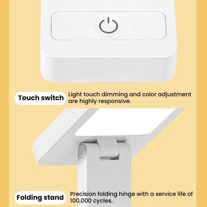 Rechargeable Desk Lamp with Touch Control Foldable LED Study Light for Eye Protection