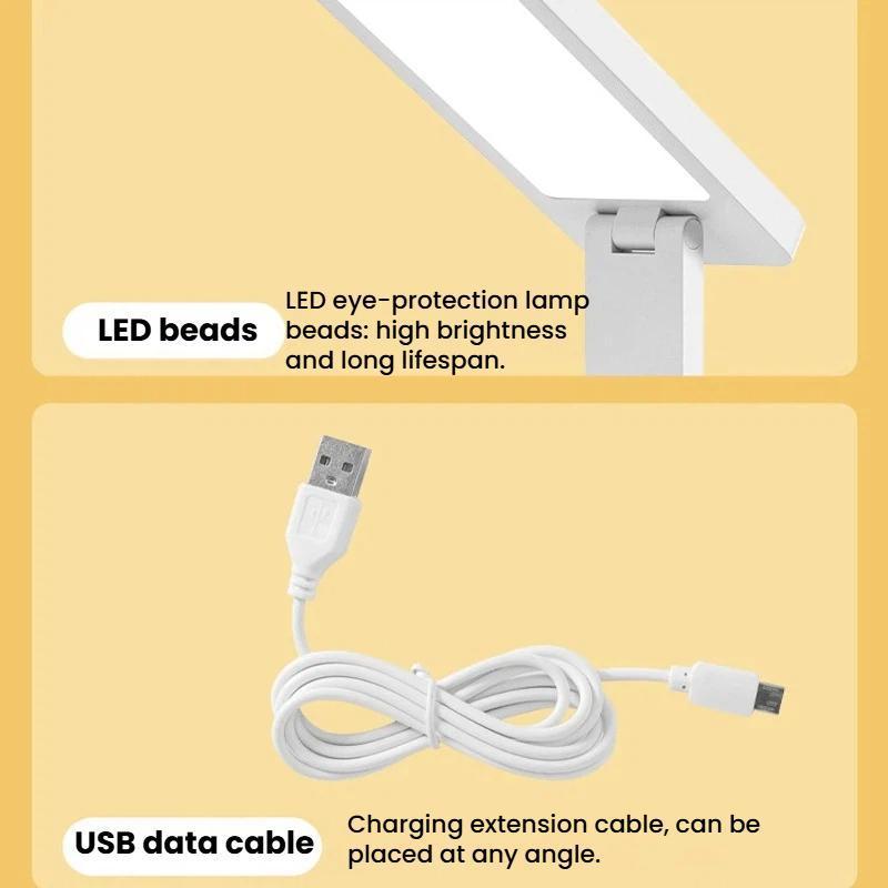 Rechargeable Desk Lamp with Touch Control Foldable LED Study Light for Eye Protection