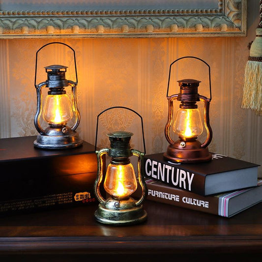 Vintage Solar Flame Lantern LED Kerosene Style Decorative Lamp for Home Garden Emergency Use