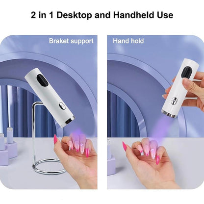Portable UV Nail Lamp Cordless Gel Nail Dryer with Magnetic Stand and Silicone Stamper