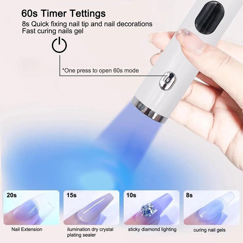 Portable UV Nail Lamp Cordless Gel Nail Dryer with Magnetic Stand and Silicone Stamper