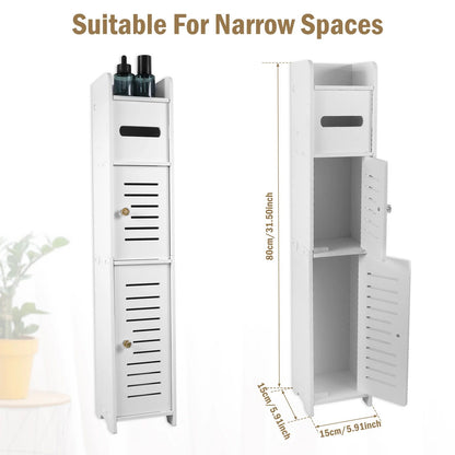 Slim Bathroom Storage Cabinet with Door and Narrow Bathroom Cabinet for Small Spaces
