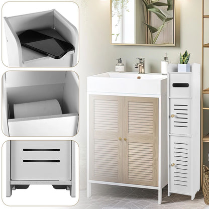 Slim Bathroom Storage Cabinet with Door and Narrow Bathroom Cabinet for Small Spaces