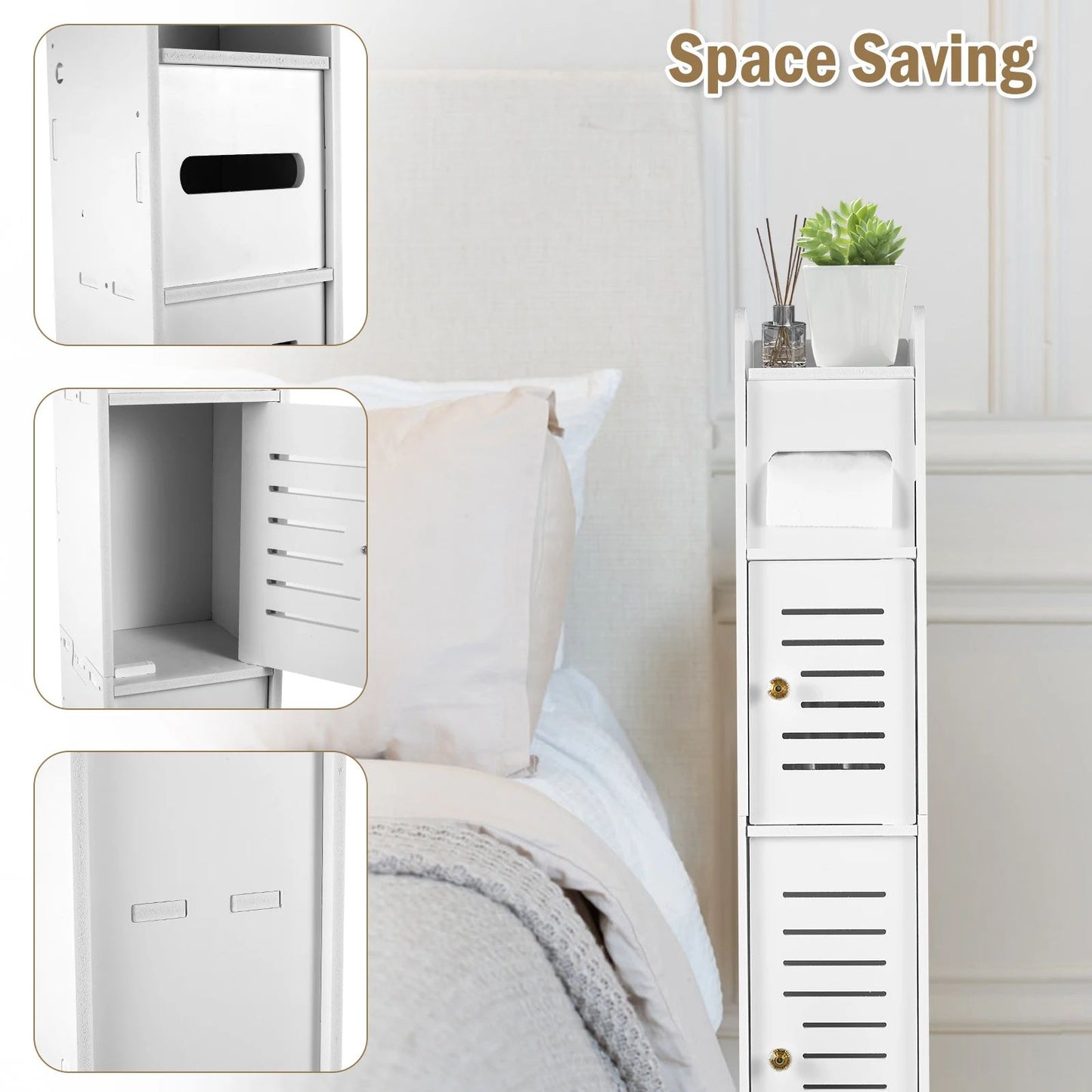 Slim Bathroom Storage Cabinet with Door and Narrow Bathroom Cabinet for Small Spaces