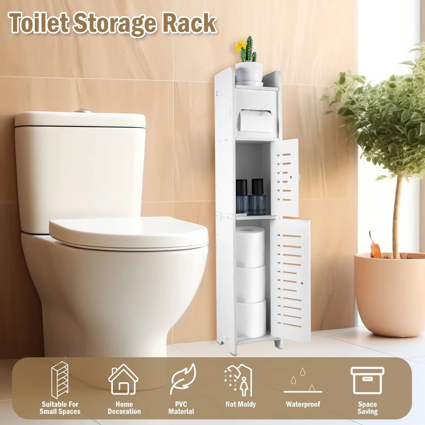 Slim Bathroom Storage Cabinet with Door and Narrow Bathroom Cabinet for Small Spaces