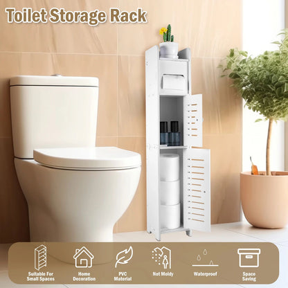 Slim Bathroom Storage Cabinet with Door and Narrow Bathroom Cabinet for Small Spaces