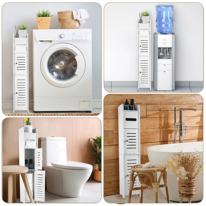 Slim Bathroom Storage Cabinet with Door and Narrow Bathroom Cabinet for Small Spaces