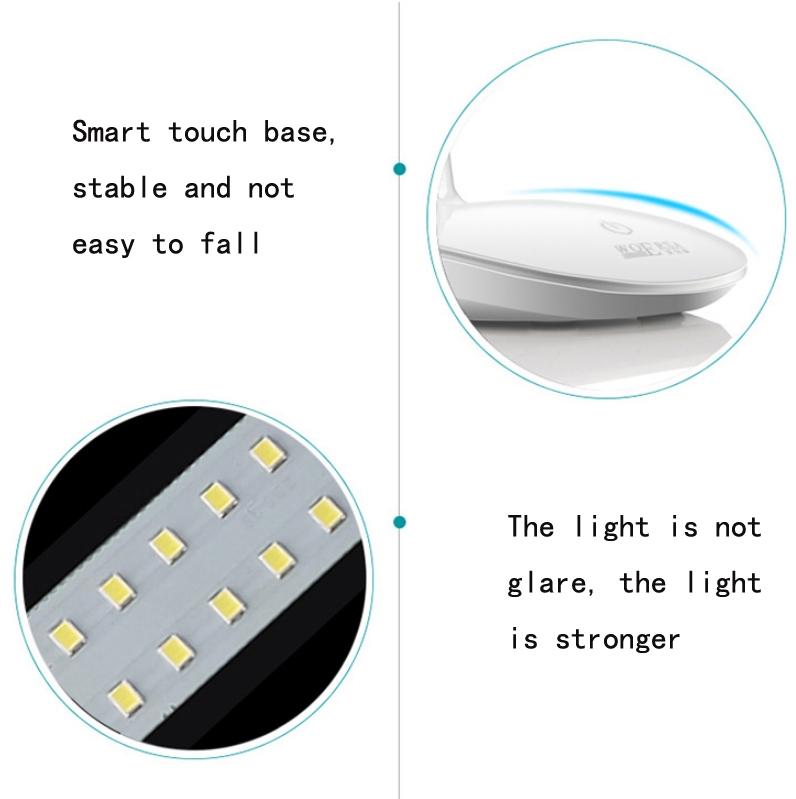 USB Rechargeable LED Reading Lamp Touch Dimmable Bedside Desk Light