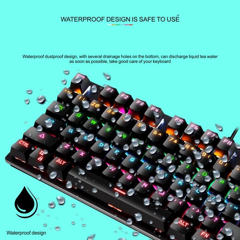 LEAVEN K550 Mechanical Keyboard 87 Key Gaming Keyboard with Green Switches USB Wired RGB Backlit