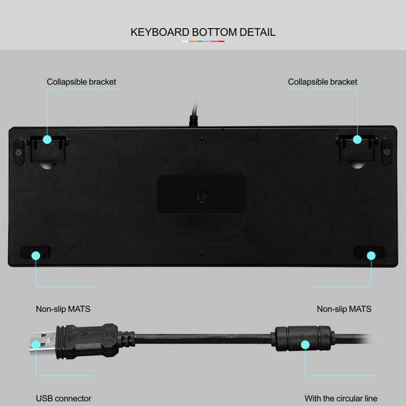 LEAVEN K550 Mechanical Keyboard 87 Key Gaming Keyboard with Green Switches USB Wired RGB Backlit
