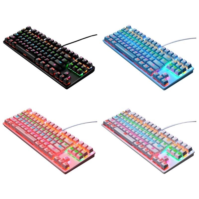 LEAVEN K550 Mechanical Keyboard 87 Key Gaming Keyboard with Green Switches USB Wired RGB Backlit