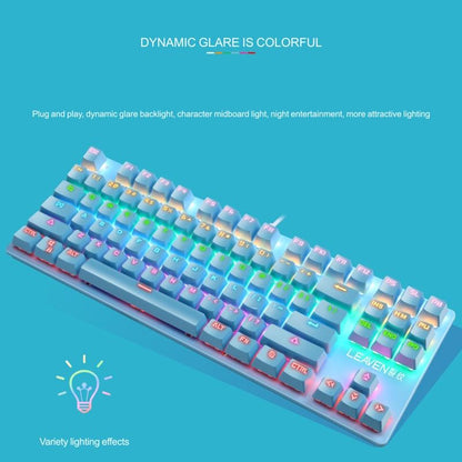 LEAVEN K550 Mechanical Keyboard 87 Key Gaming Keyboard with Green Switches USB Wired RGB Backlit