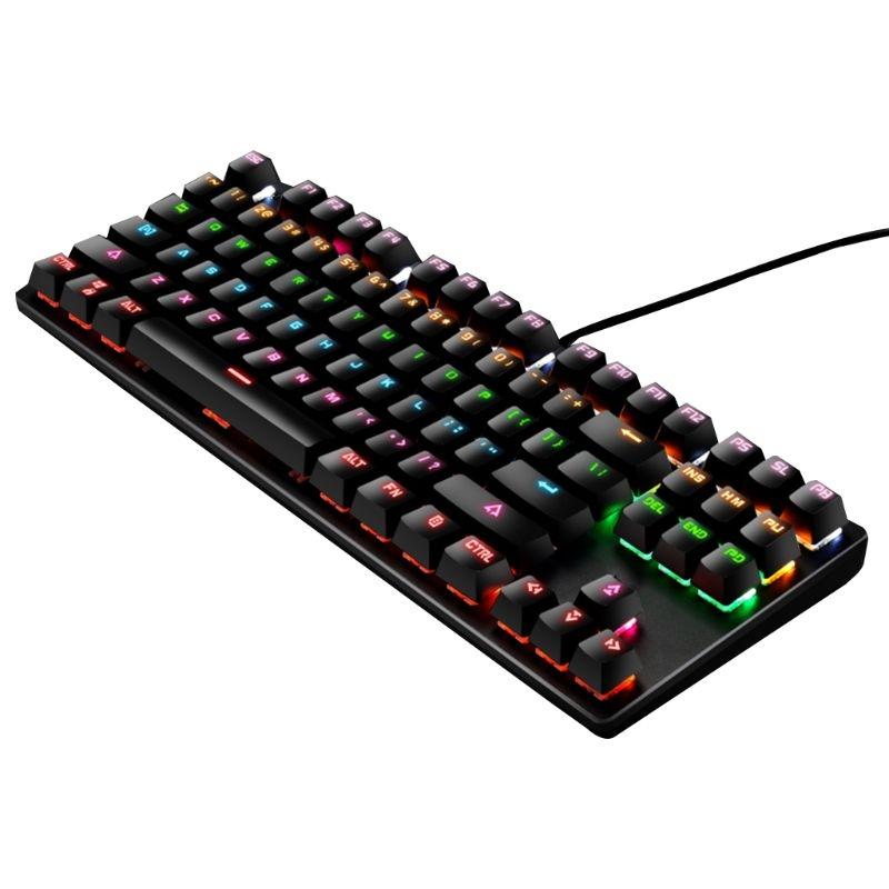 LEAVEN K550 Mechanical Keyboard 87 Key Gaming Keyboard with Green Switches USB Wired RGB Backlit
