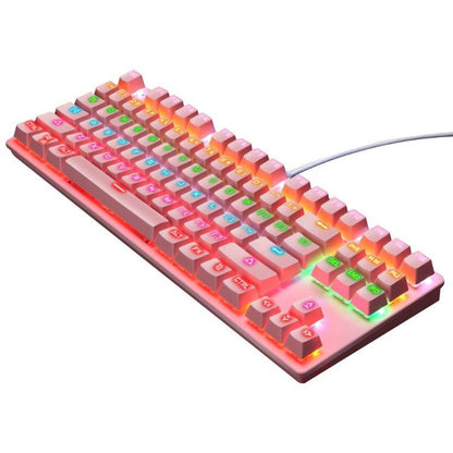 LEAVEN K550 Mechanical Keyboard 87 Key Gaming Keyboard with Green Switches USB Wired RGB Backlit