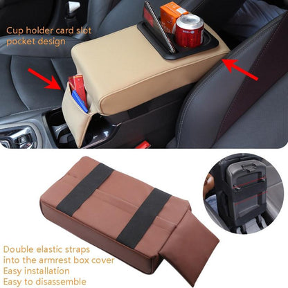 Premium Car Armrest Cushion with Car Cup Holder Organizer Memory Foam Center Console Support