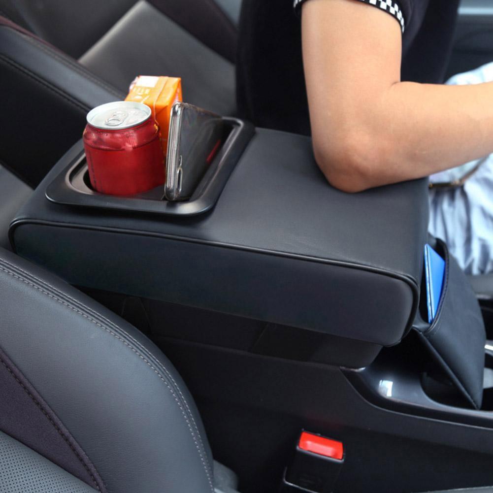 Premium Car Armrest Cushion with Car Cup Holder Organizer Memory Foam Center Console Support