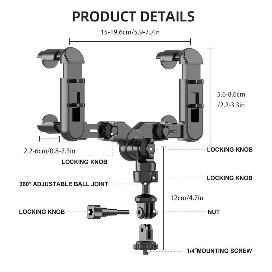 Universal Car Phone Mount Rearview Mirror Camera Holder Adjustable Sports Camera Bracket