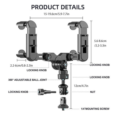 Universal Car Phone Mount Rearview Mirror Camera Holder Adjustable Sports Camera Bracket