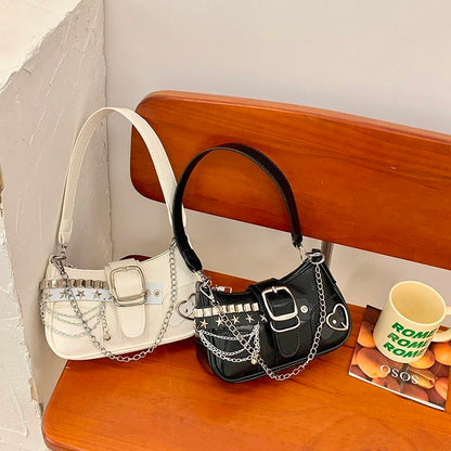 Chain Shoulder Bag Retro Underarm Handbag for Women with Candy Color Design