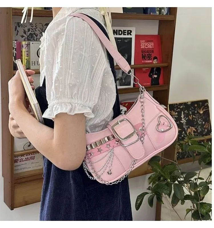 Chain Shoulder Bag Retro Underarm Handbag for Women with Candy Color Design