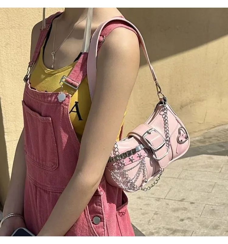 Chain Shoulder Bag Retro Underarm Handbag for Women with Candy Color Design