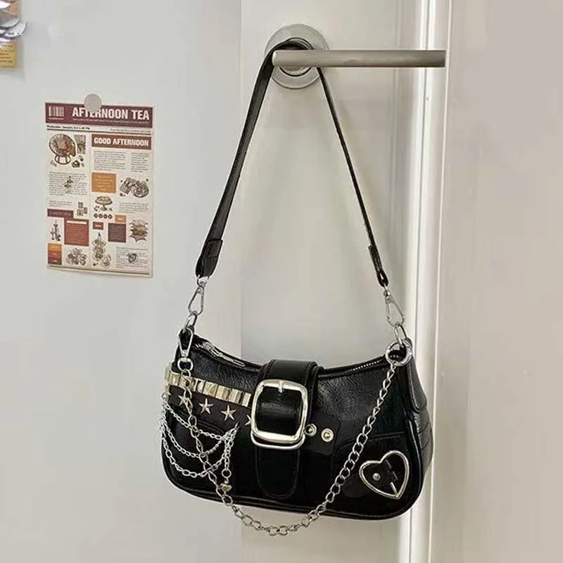 Chain Shoulder Bag Retro Underarm Handbag for Women with Candy Color Design