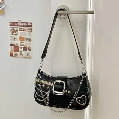 Chain Shoulder Bag Retro Underarm Handbag for Women with Candy Color Design