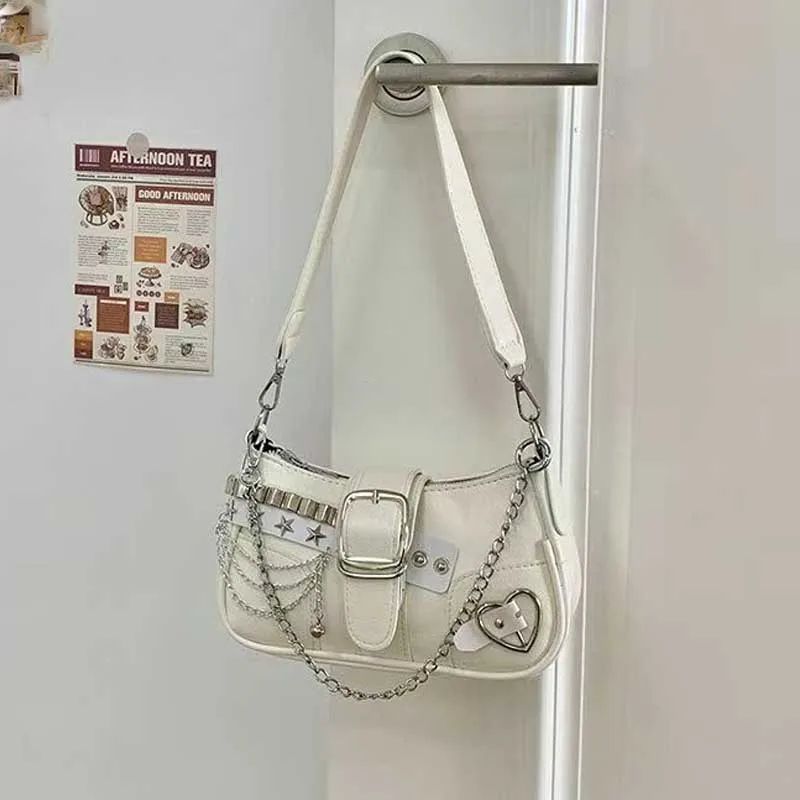 Chain Shoulder Bag Retro Underarm Handbag for Women with Candy Color Design