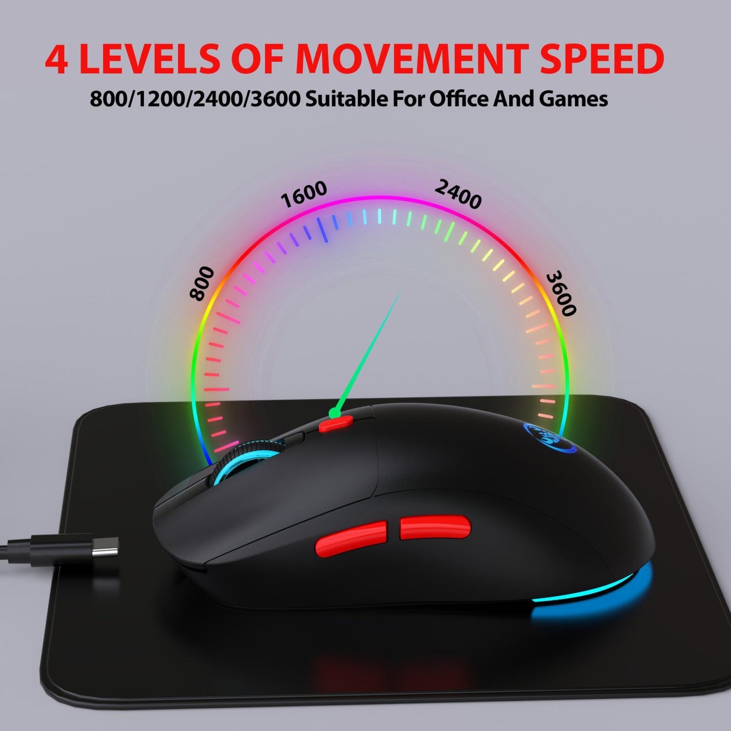 HXSJ T20 Rechargeable Wireless Mouse with Adjustable DPI Ergonomic 2.4GHz USB Mouse