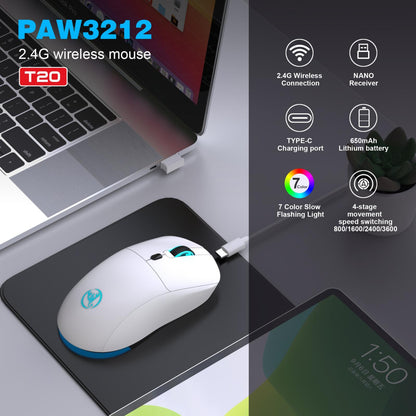 HXSJ T20 Rechargeable Wireless Mouse with Adjustable DPI Ergonomic 2.4GHz USB Mouse