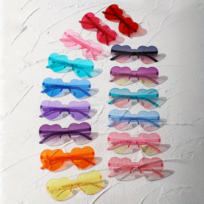 Heart Shaped Sunglasses Set UV Rimless Cat Eye Party Shades for Women & Men