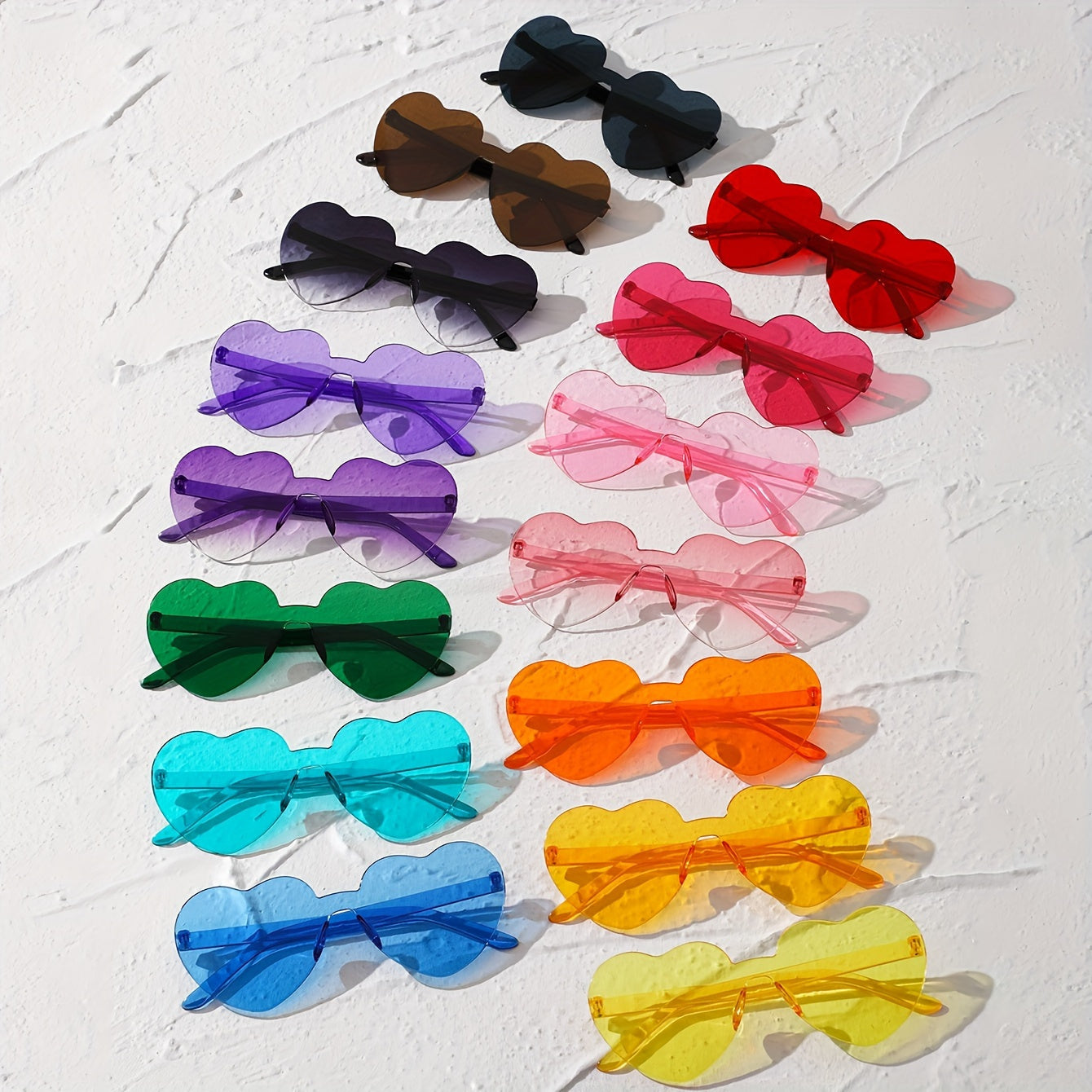 Heart Shaped Sunglasses Set UV Rimless Cat Eye Party Shades for Women & Men