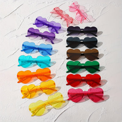 Heart Shaped Sunglasses Set UV Rimless Cat Eye Party Shades for Women & Men