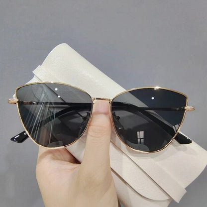 Retro Cat Eye Sunglasses for Women UV Small Metal Frame Vintage Fashion Shades