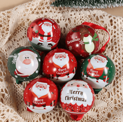 Christmas Ball Candy Gift Boxes Hanging Ornament Tin Storage Containers Set of 10