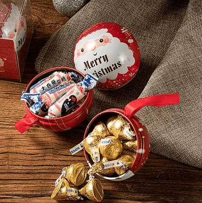 Christmas Ball Candy Gift Boxes Hanging Ornament Tin Storage Containers Set of 10