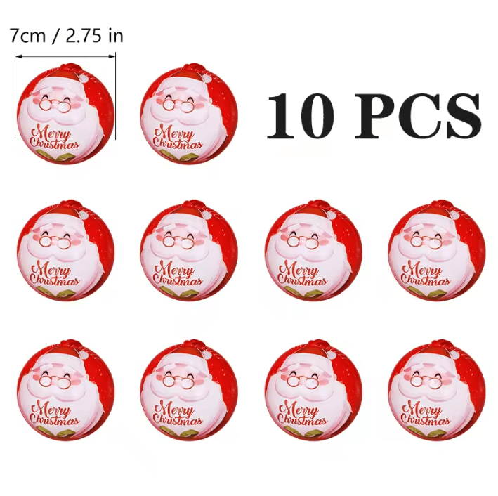 Christmas Ball Candy Gift Boxes Hanging Ornament Tin Storage Containers Set of 10