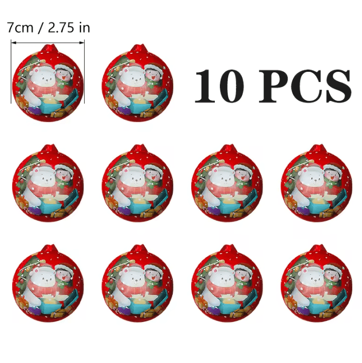 Christmas Ball Candy Gift Boxes Hanging Ornament Tin Storage Containers Set of 10