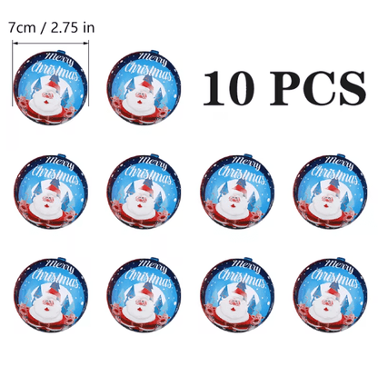 Christmas Ball Candy Gift Boxes Hanging Ornament Tin Storage Containers Set of 10