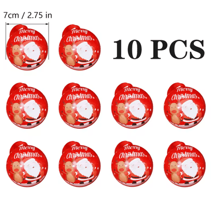 Christmas Ball Candy Gift Boxes Hanging Ornament Tin Storage Containers Set of 10